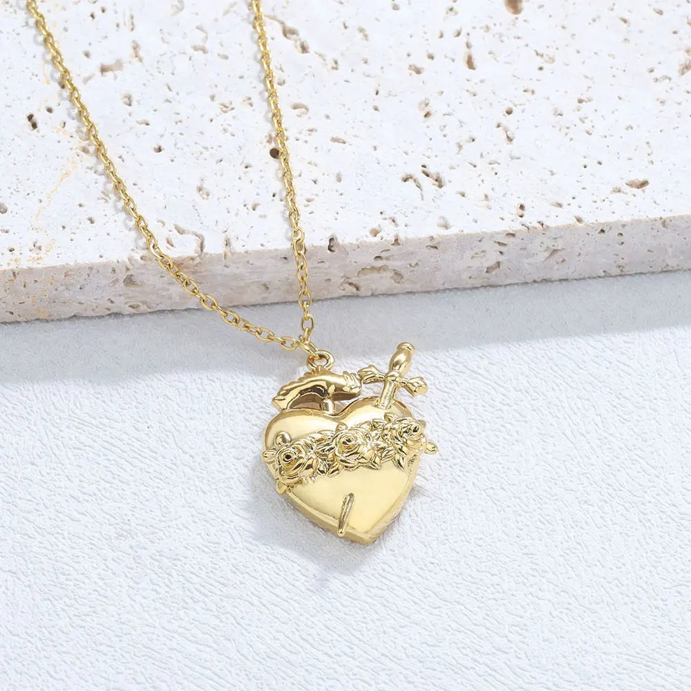 Colar Imaculado Coração de Maria Dourado